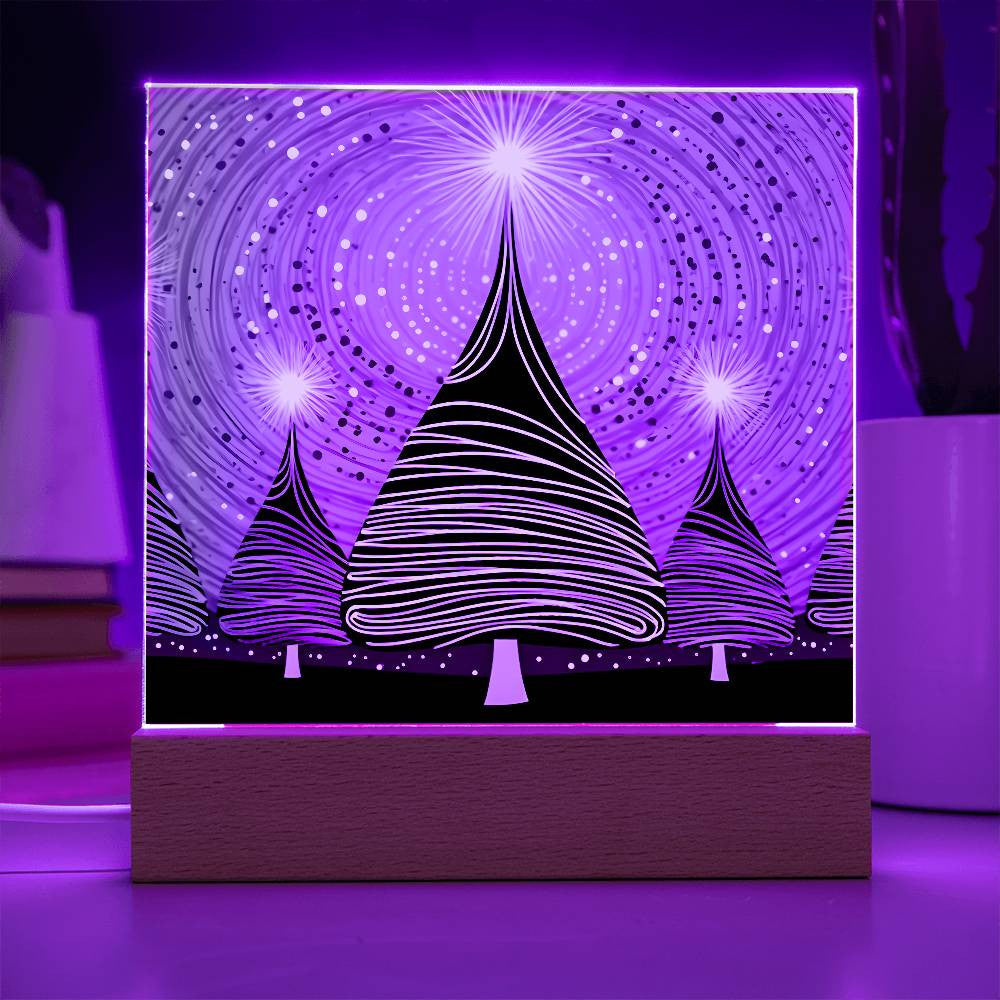 Pink Christmas Trees Acrylic Square Plaques