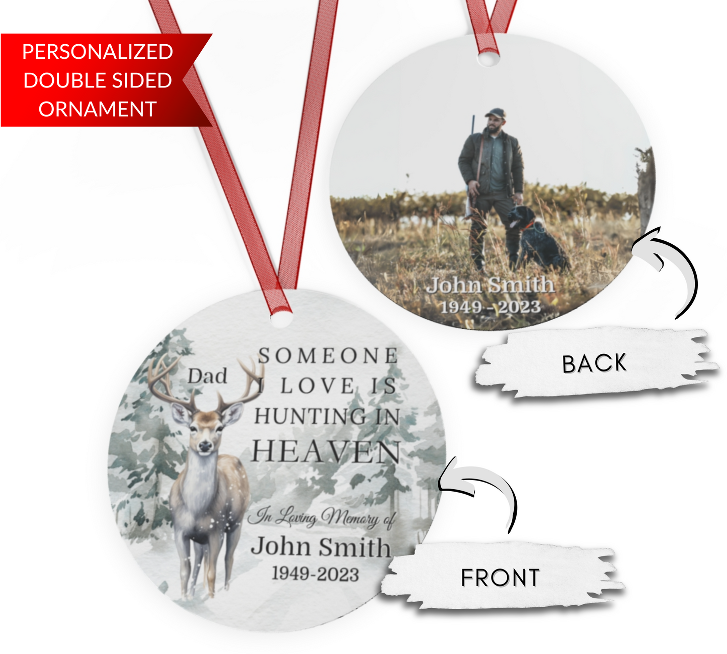 Personalized Dad Hunting in Heaven Remembrance Ornament