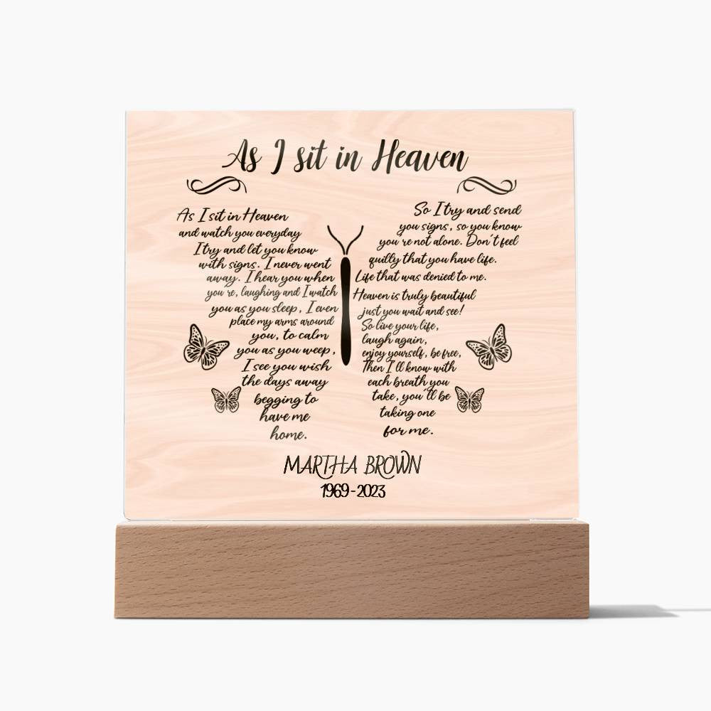 As I Sit In Heaven Memorial Plaque