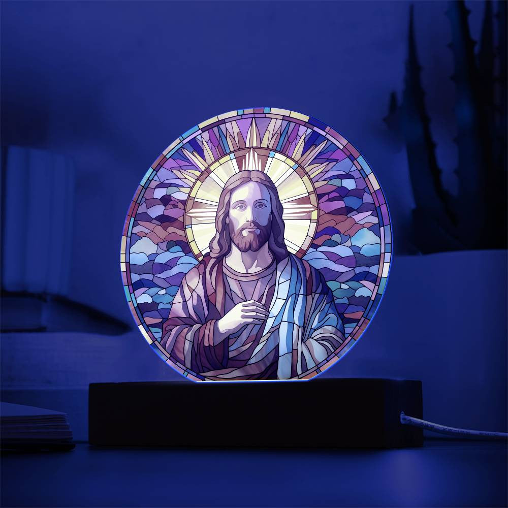 Jesus Christ Stained Glass Style Plaque