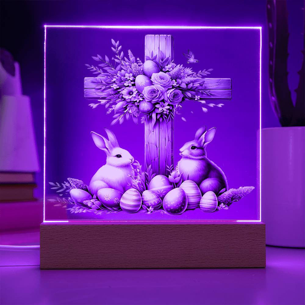 Easter Wooden Cross Plaque