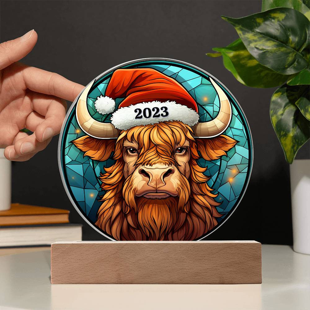 Stained Glass Highland Cow Acrylic Plaque