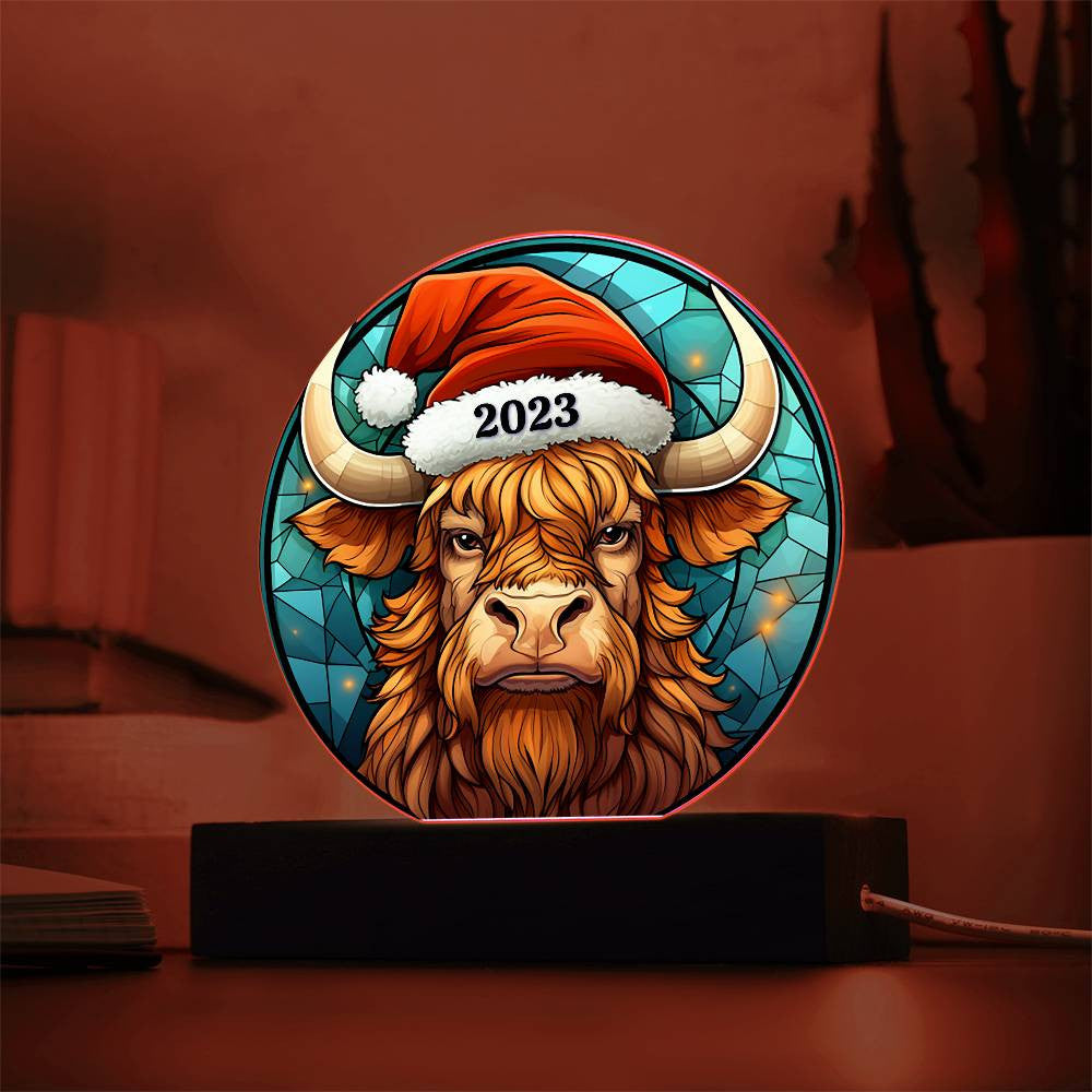 Stained Glass Highland Cow Acrylic Plaque
