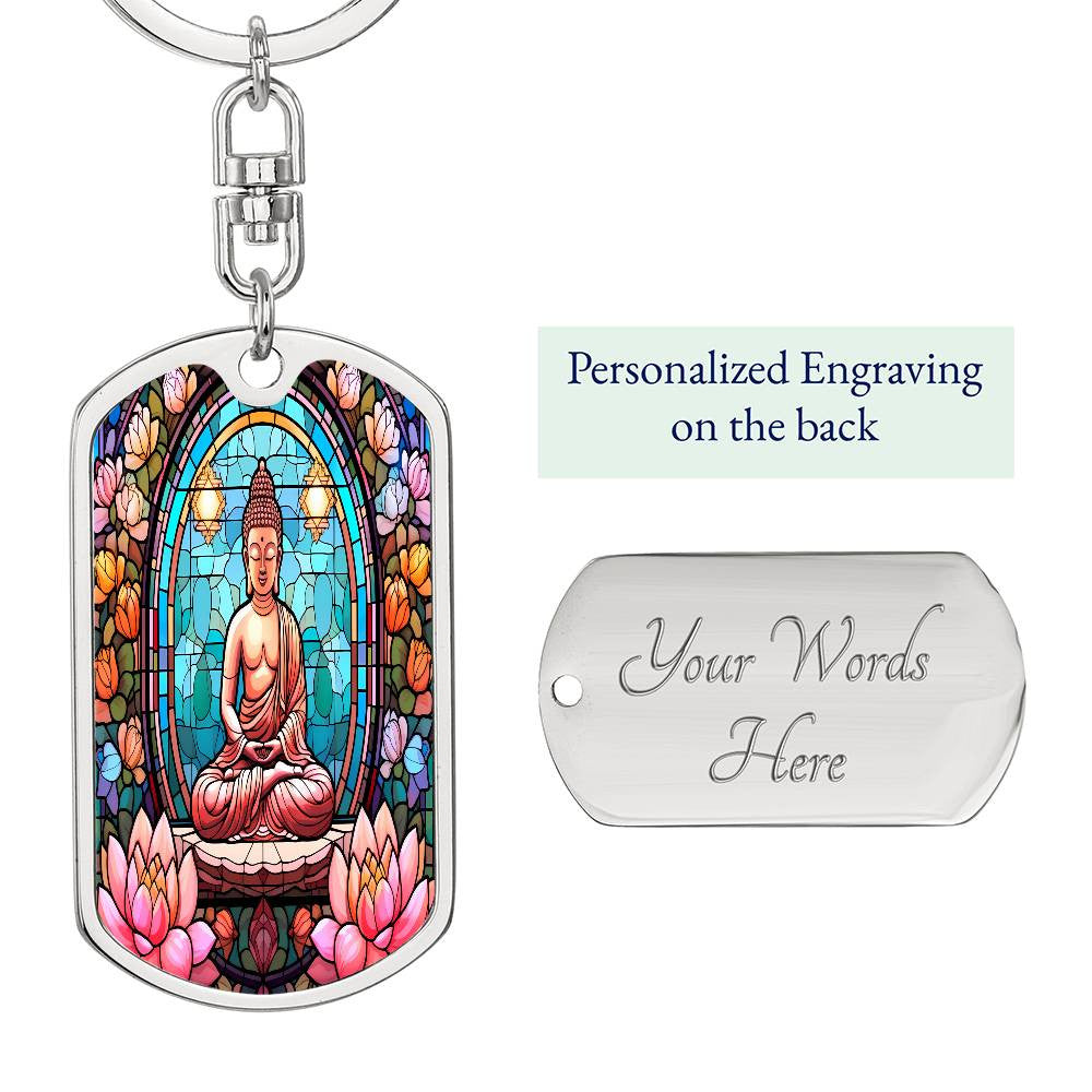 Buddha Dog Tag with Swivel Keychain