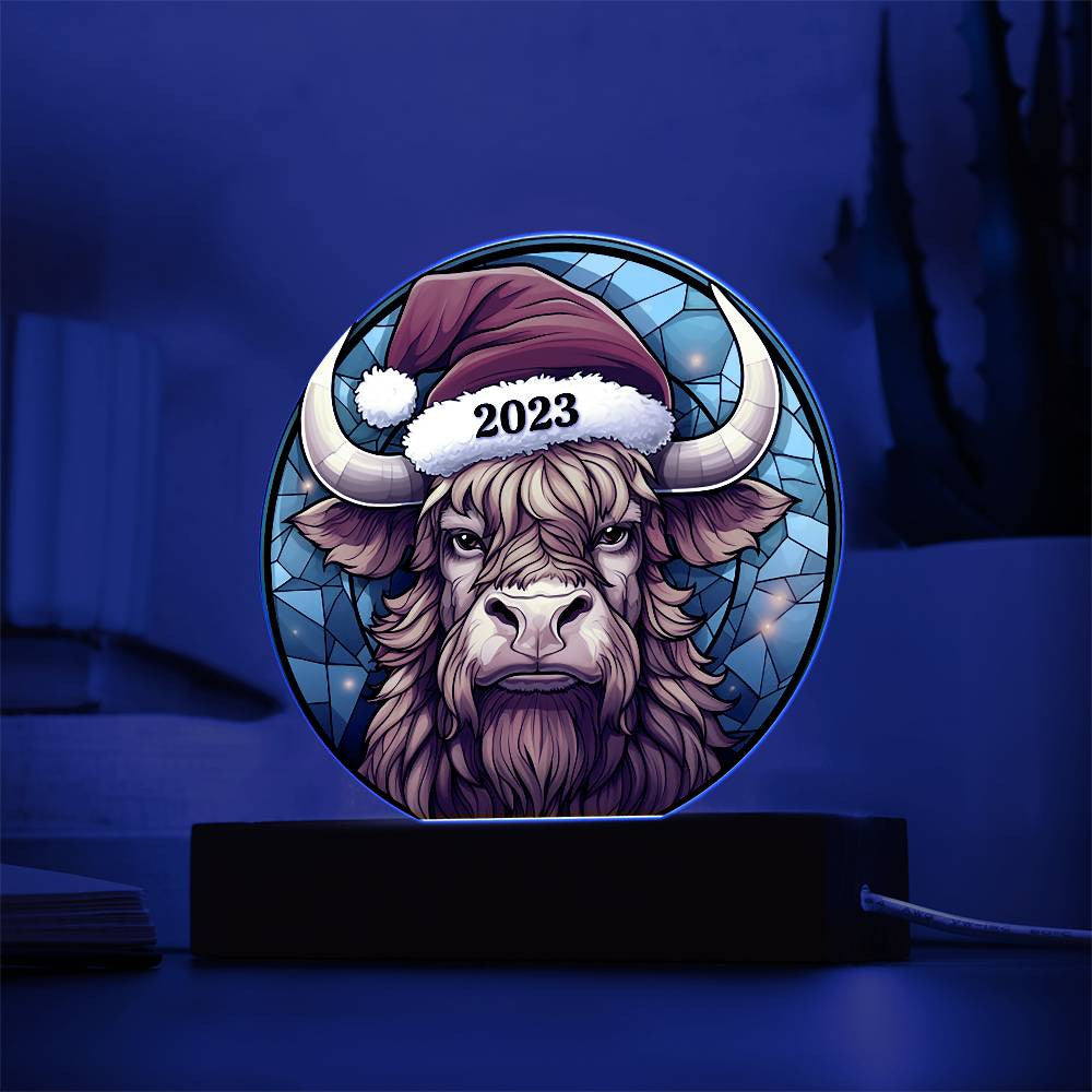 Stained Glass Highland Cow Acrylic Plaque