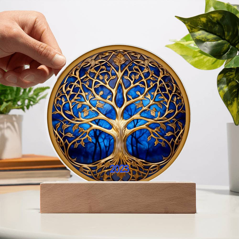 Stained Glass Style Tree of Life Plaque