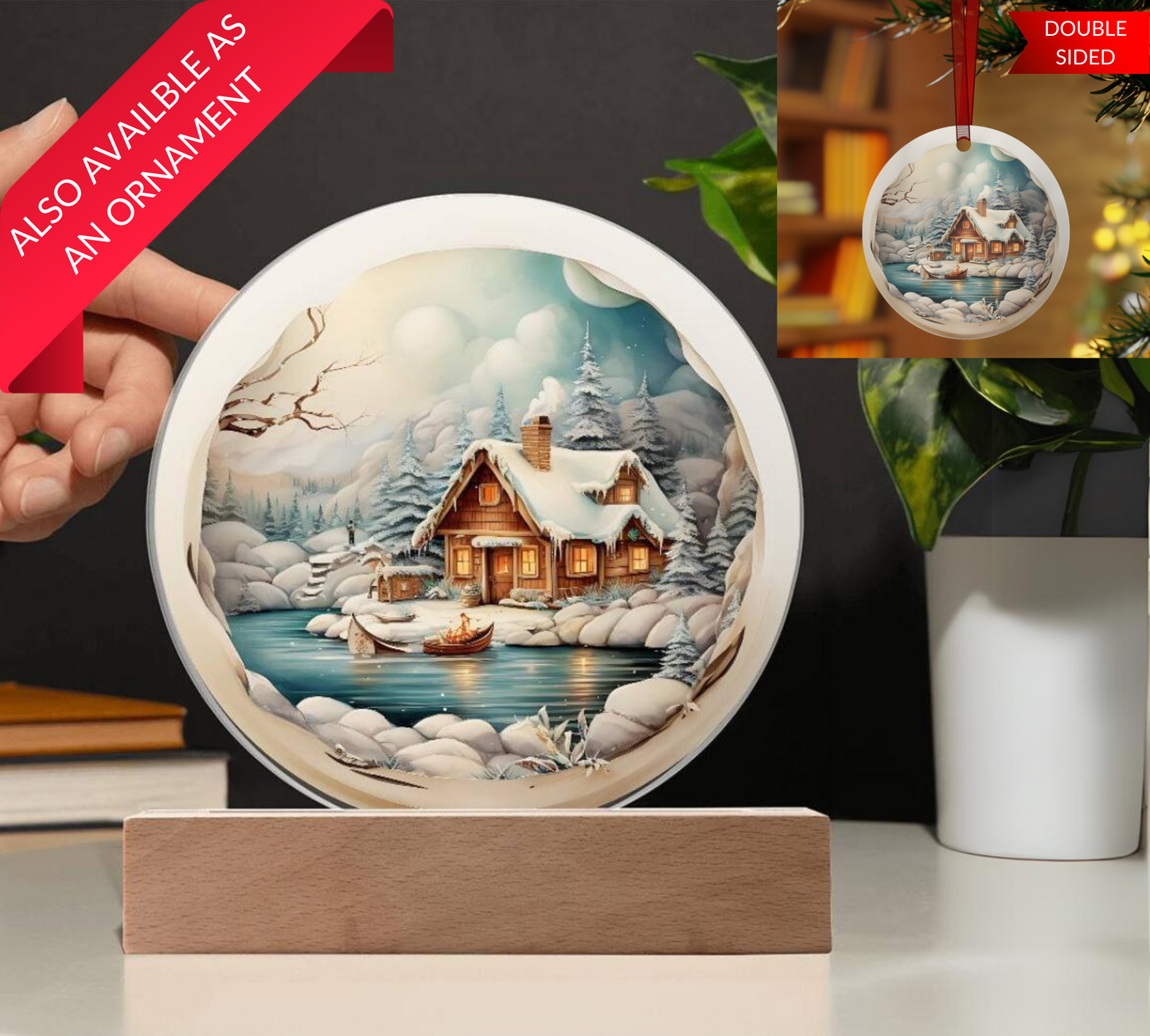 3D Winter Scenery Plaque and Ornament