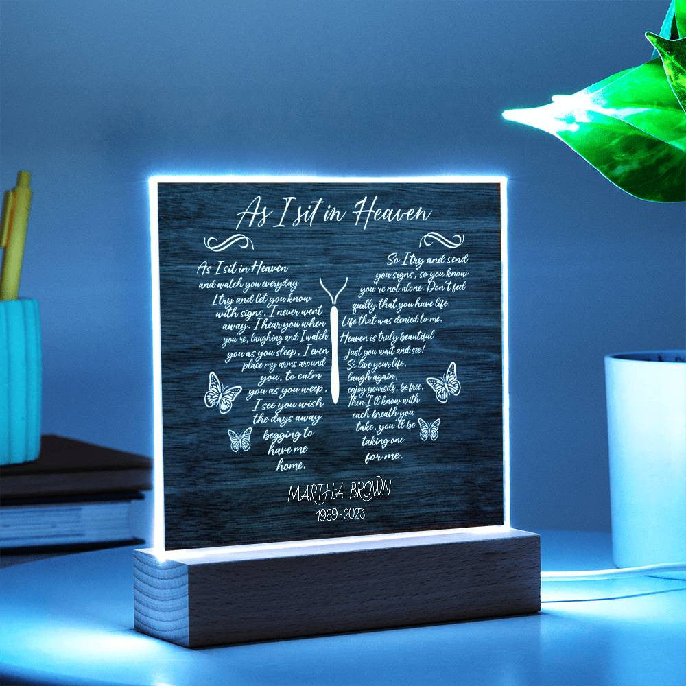 As I Sit In Heaven Woodlook Memorial Plaque
