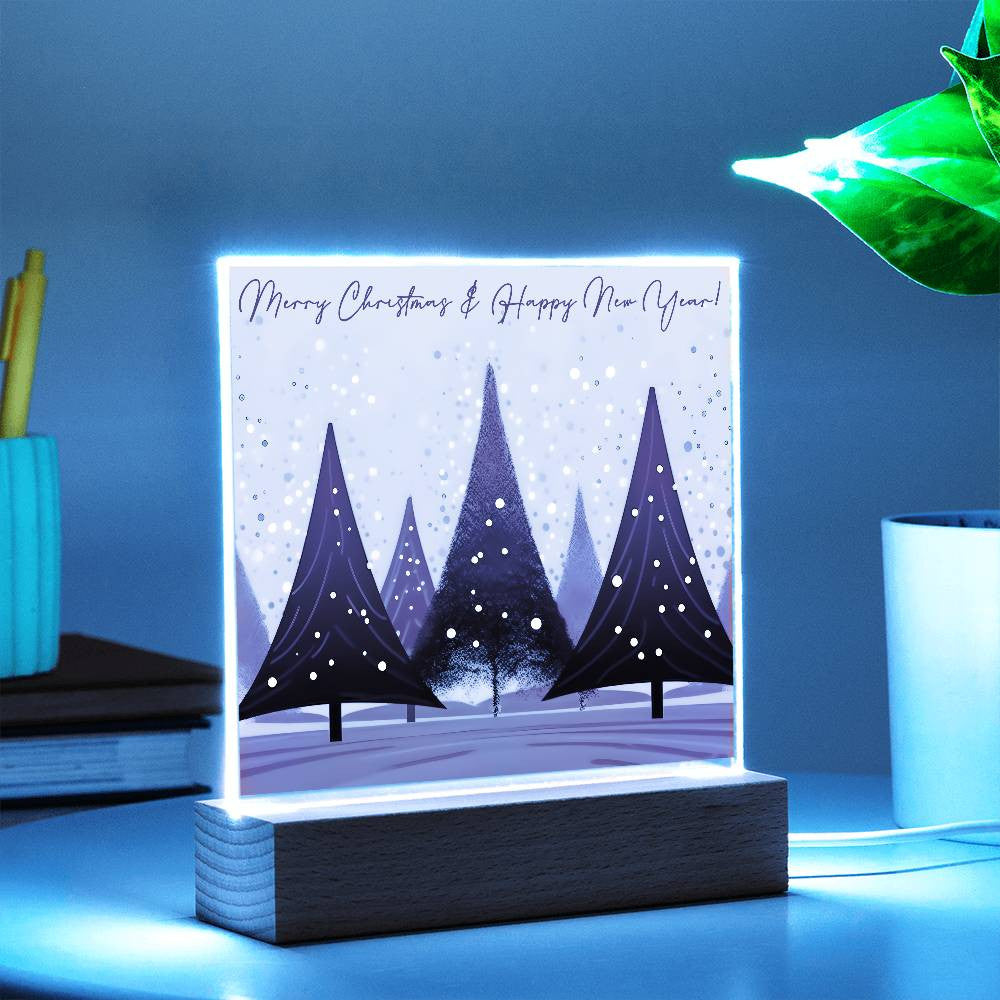 Pink Christmas Trees Acrylic Square Plaque