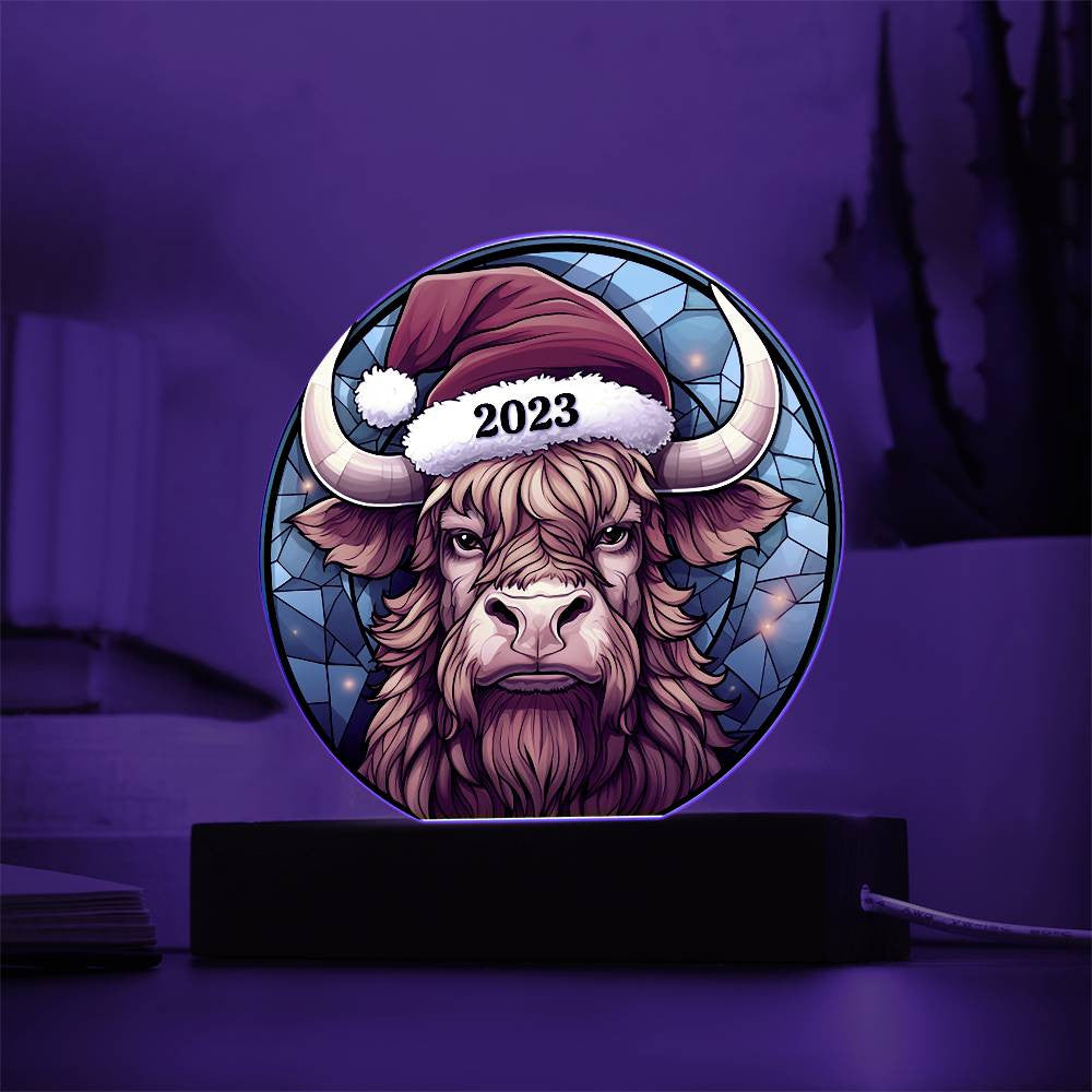 Stained Glass Highland Cow Acrylic Plaque