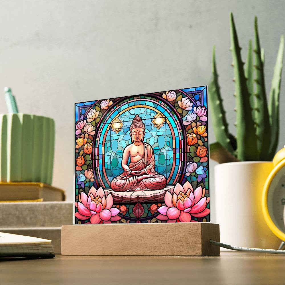 Buddha Stained Glass Style Plaque