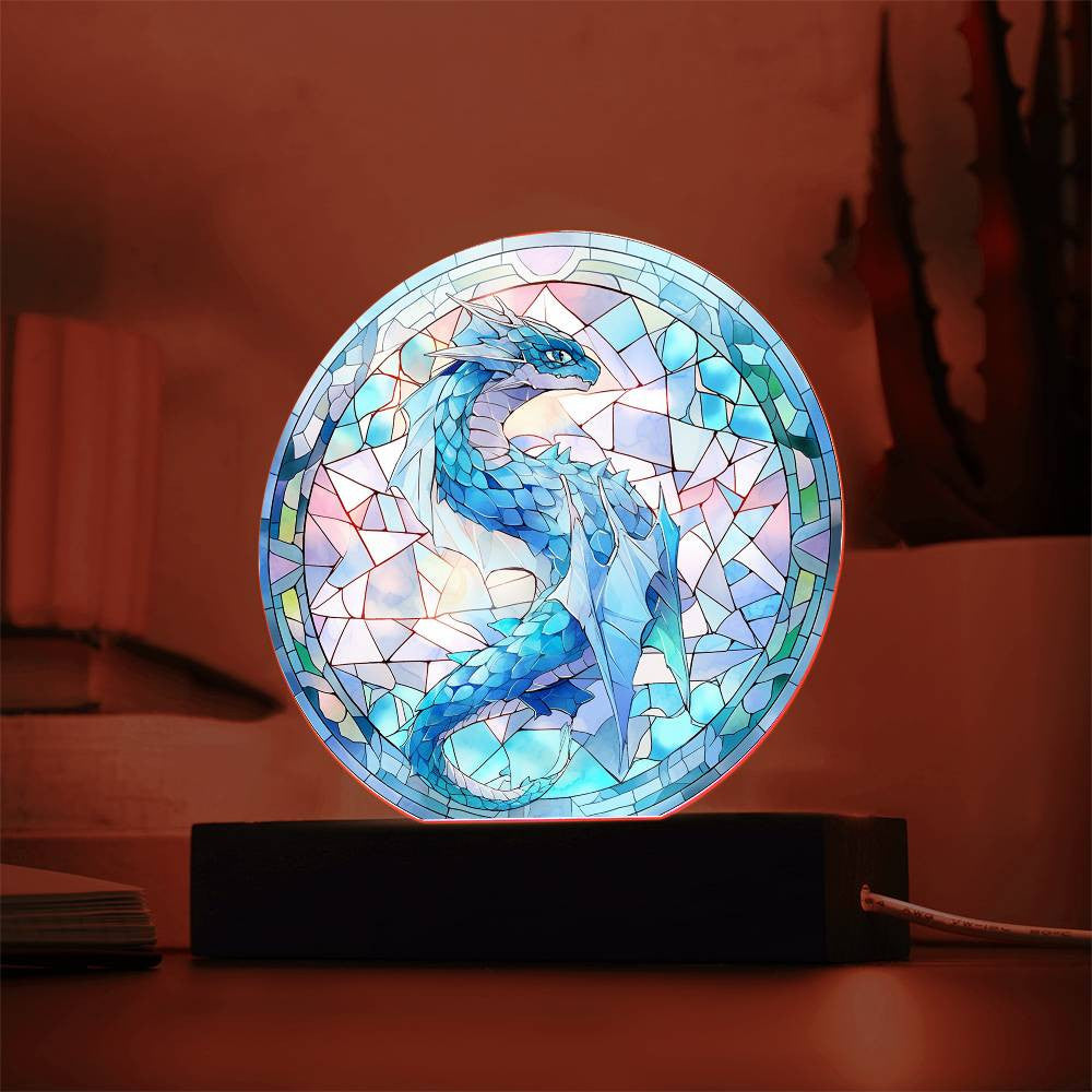Blue Dragon Stained Glass Plaque and Nightlight