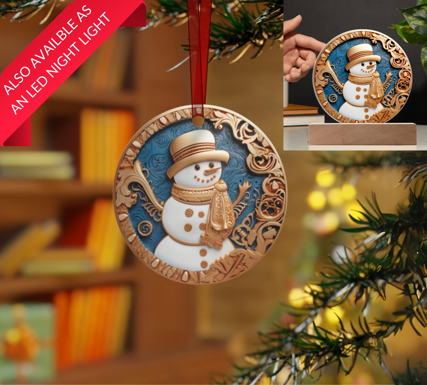 3D Snowman Ornament and LED Night Light