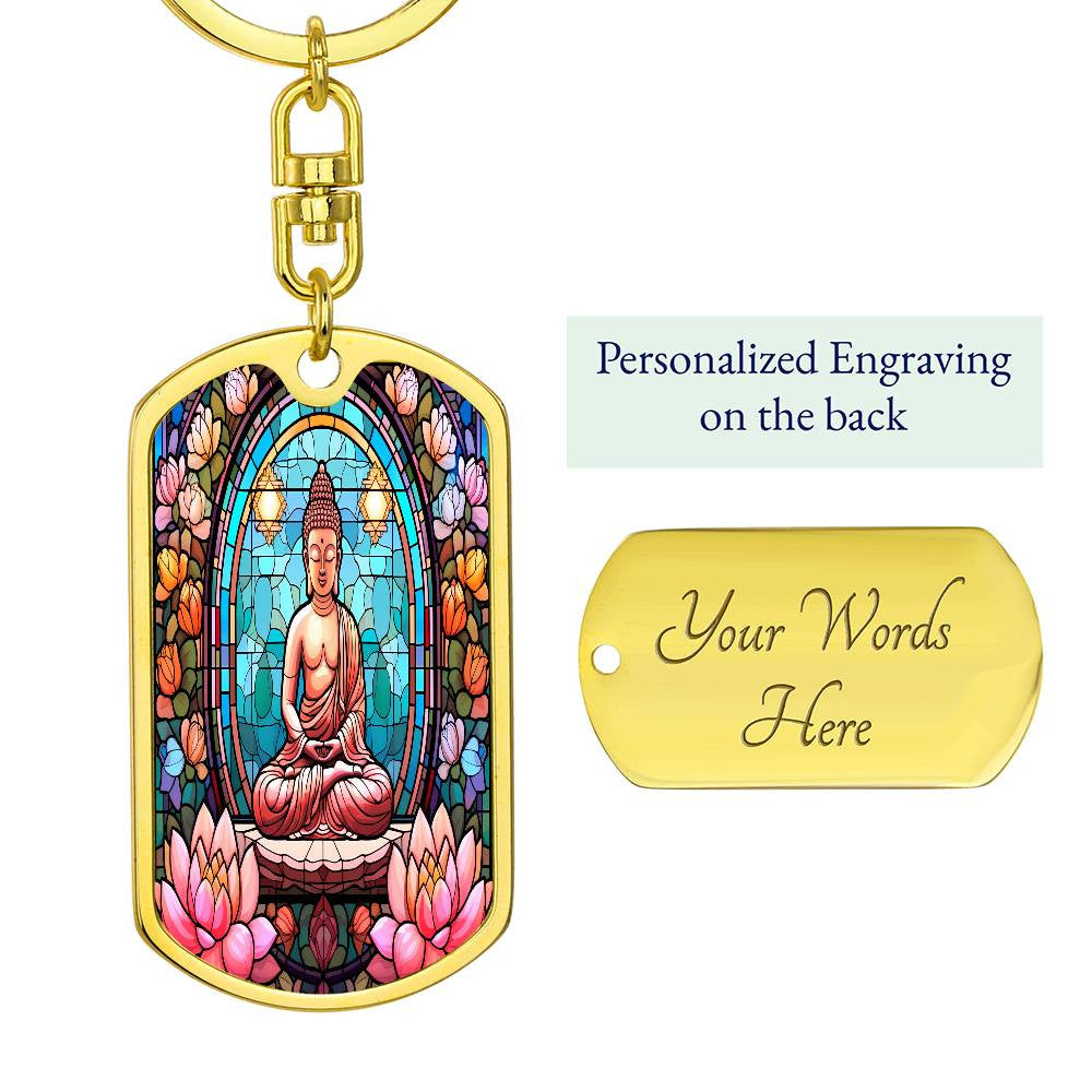 Buddha Dog Tag with Swivel Keychain