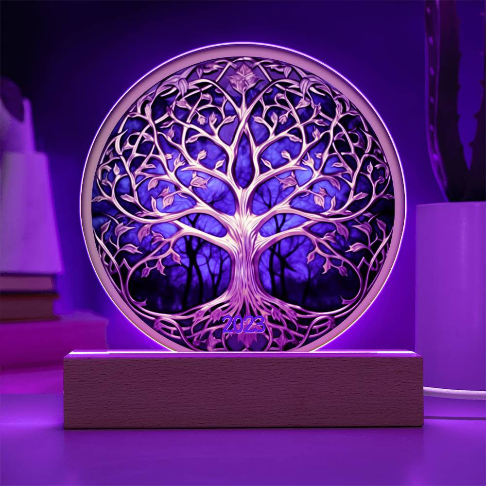Stained Glass Style Tree of Life Plaque