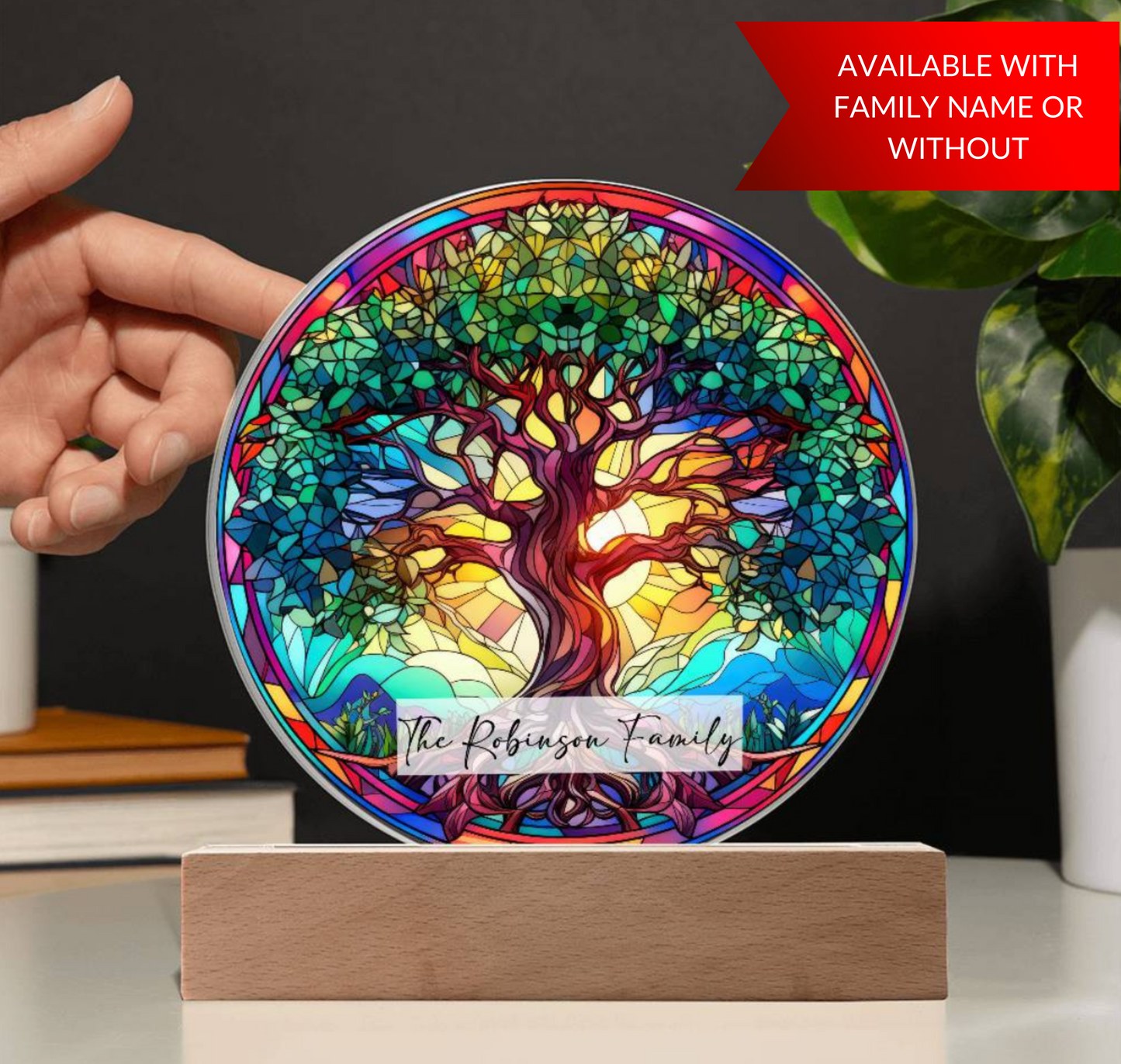 Tree of Life Stained Glass Style Plaque