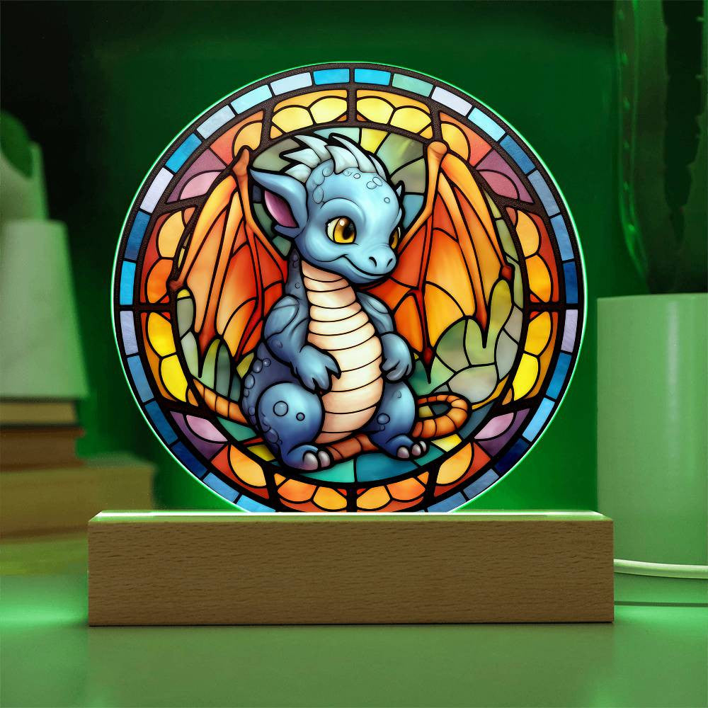Baby Dragon Faux Stained Glass Night Light