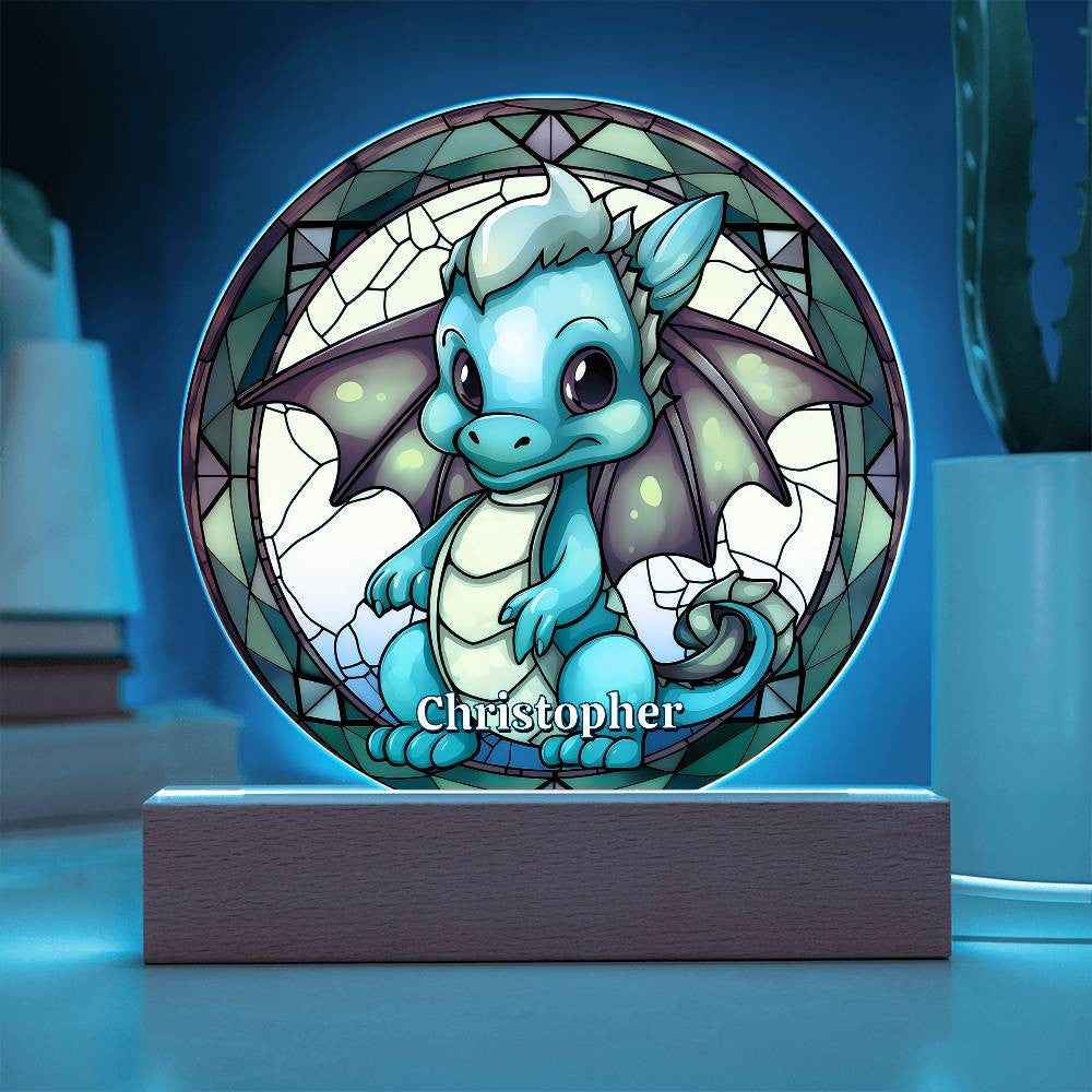 Baby Dragon Stained Glass Style Plaque and Night Light