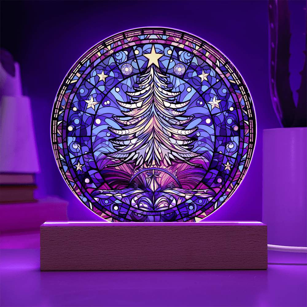 Christmas Tree Stained Glass Style Plaque