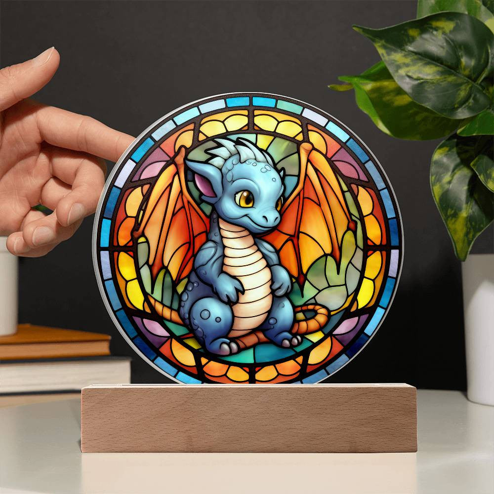 Baby Dragon Faux Stained Glass Night Light