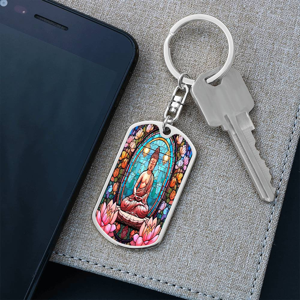 Buddha Dog Tag with Swivel Keychain