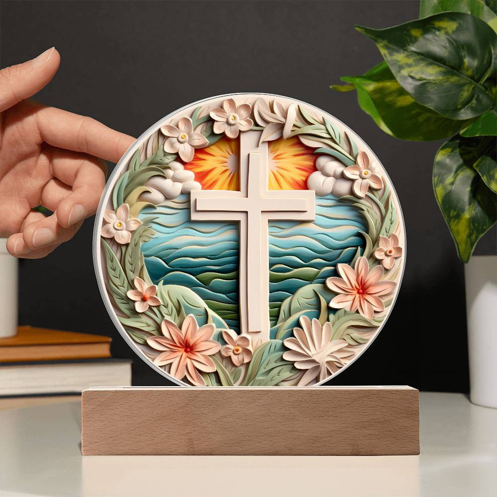 3D Look Traditional Catholic Cross Acrylic Plaque