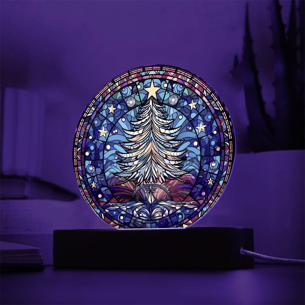 Christmas Tree Stained Glass Style Plaque