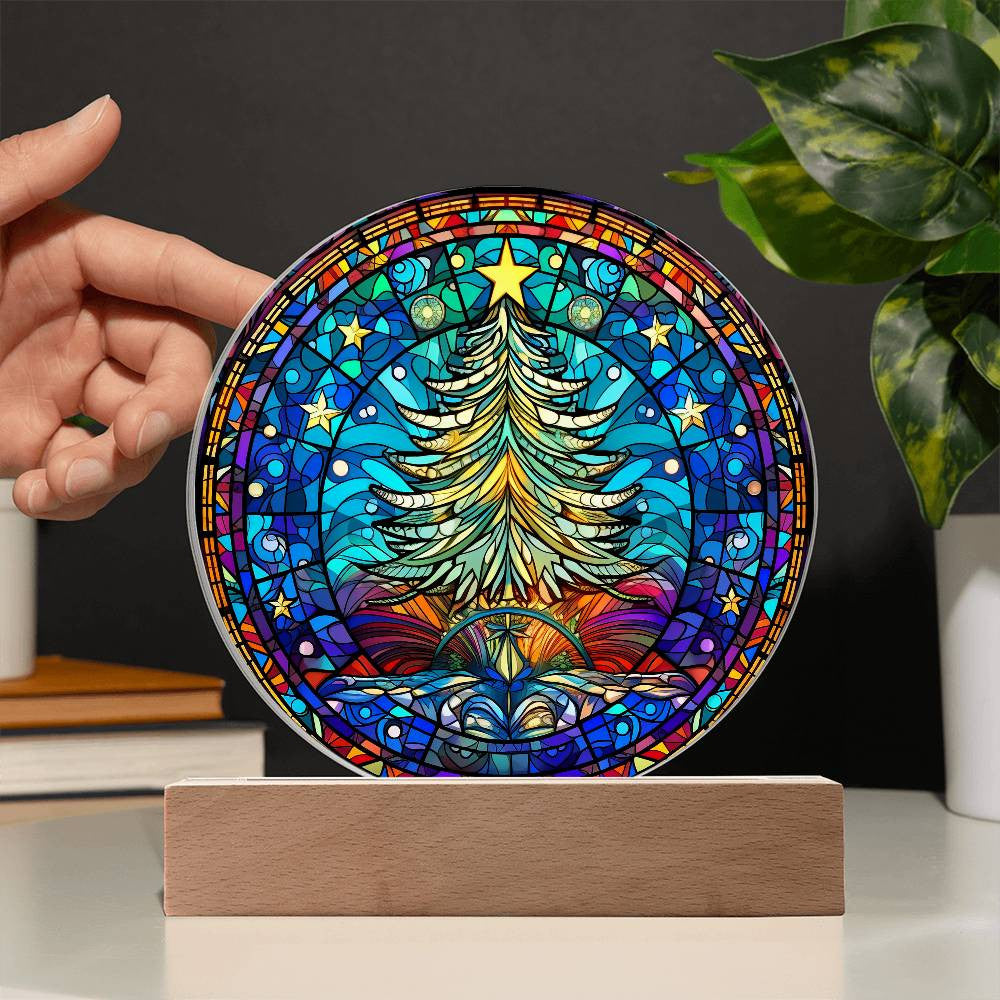 Christmas Tree Stained Glass Style Plaque