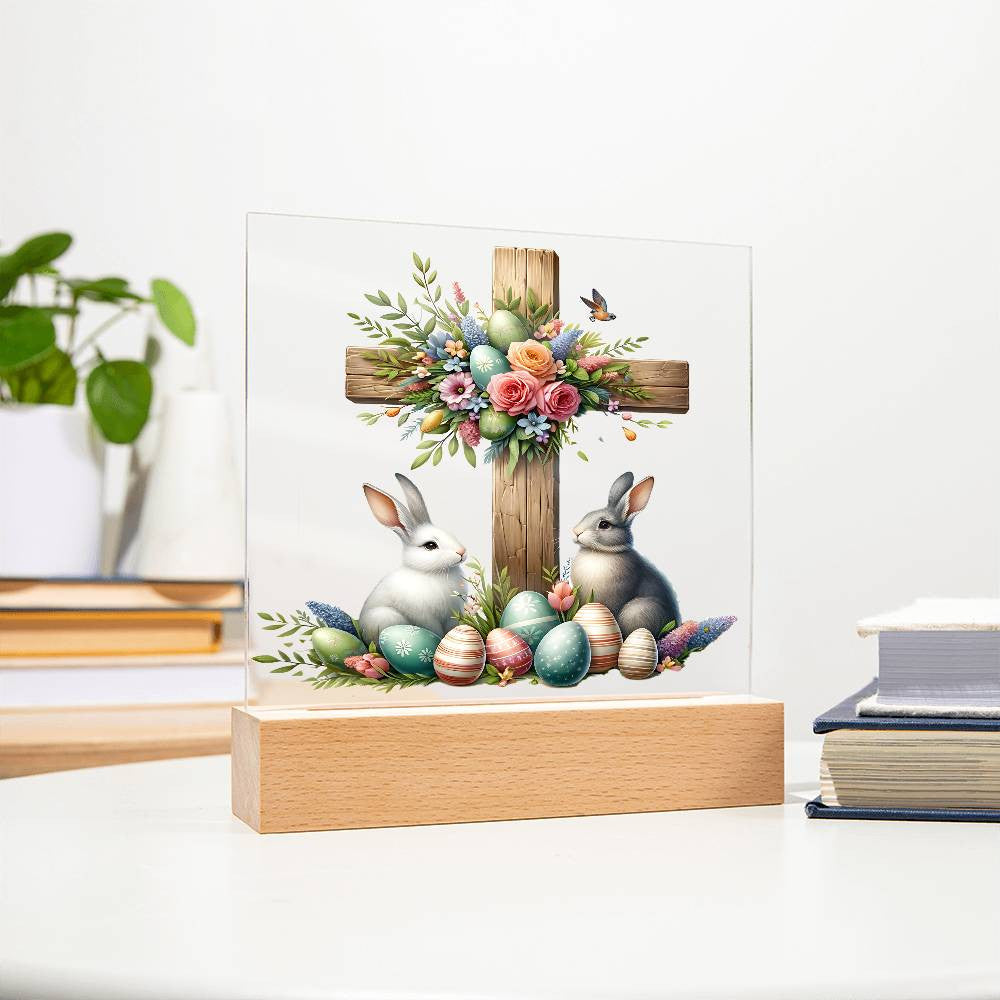 Easter Wooden Cross Plaque