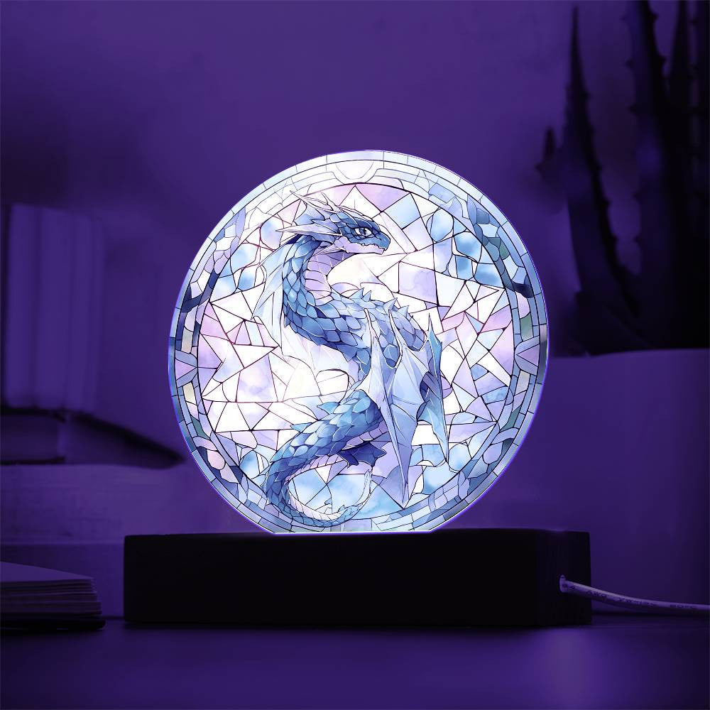 Blue Dragon Stained Glass Plaque and Nightlight