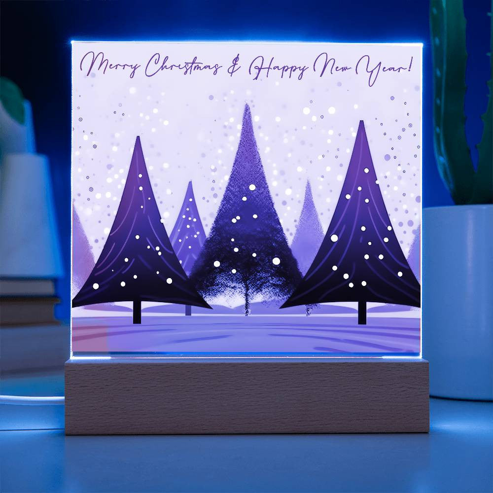 Pink Christmas Trees Acrylic Square Plaques