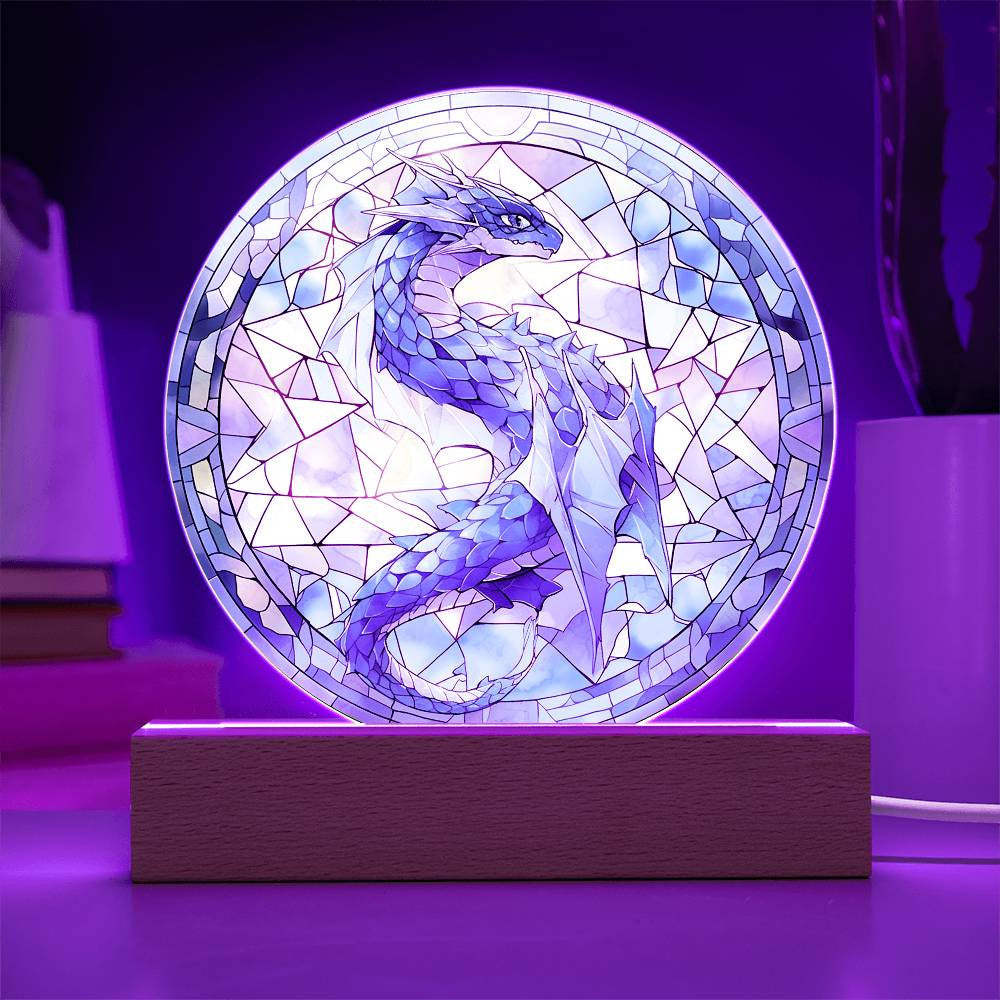 Blue Dragon Stained Glass Plaque and Nightlight