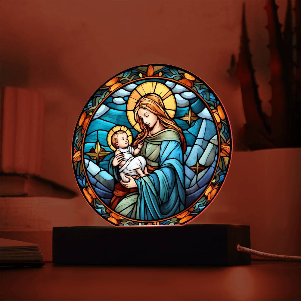 Jesus and His Sheep Stained Glass Style Plaque