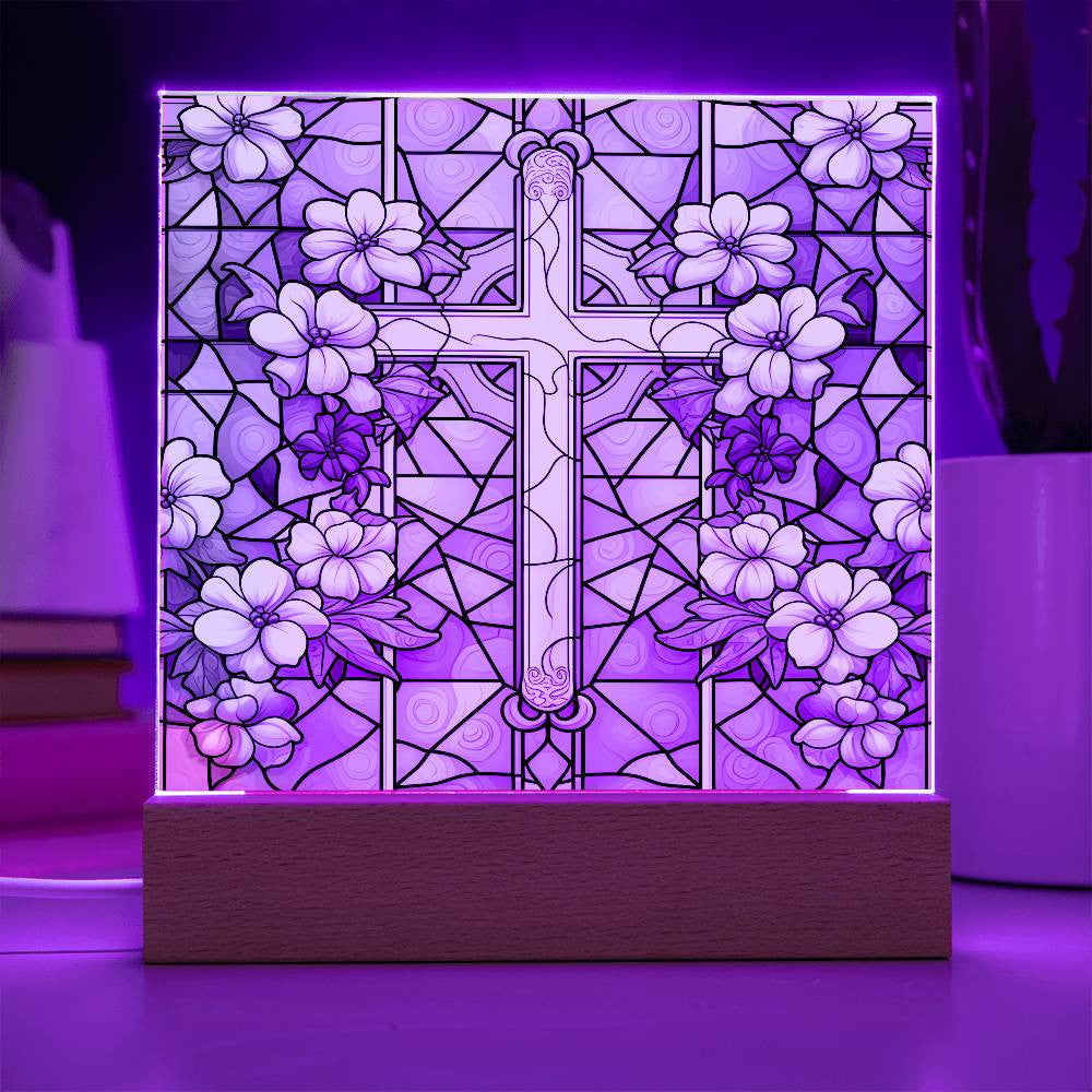 Stained Glass Cross Plaque