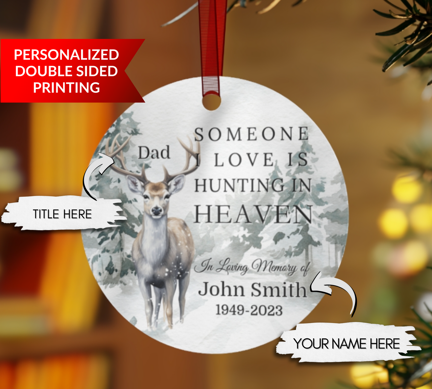 Personalized Hunting in Heaven Remembrance Ornament