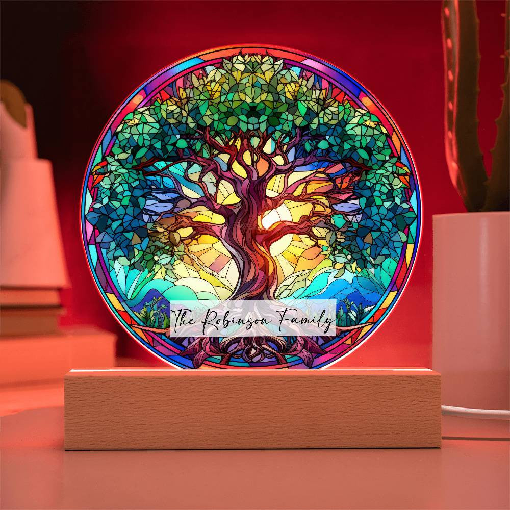 Tree of Life Stained Glass Style Plaque
