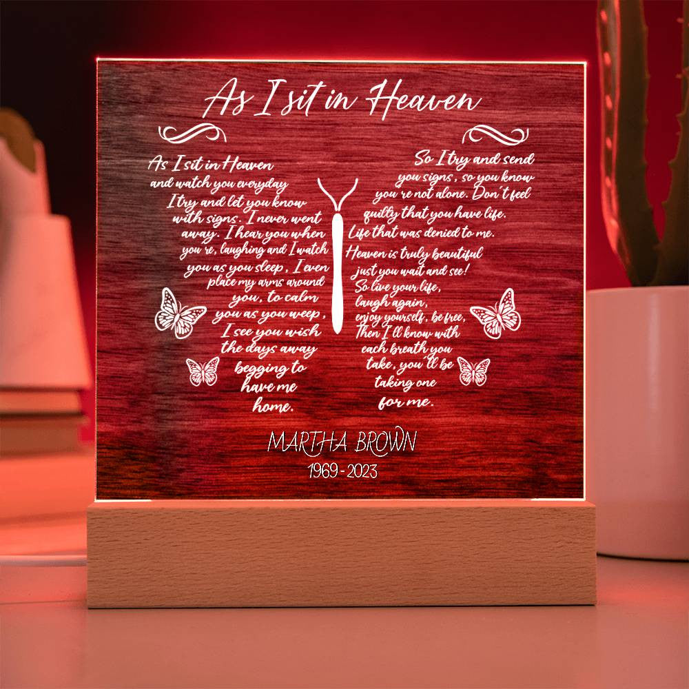 As I Sit In Heaven Woodlook Memorial Plaque