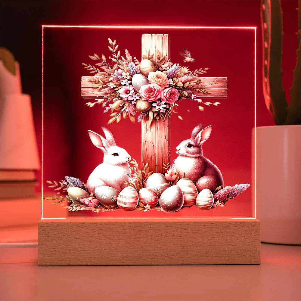 Easter Wooden Cross Plaque