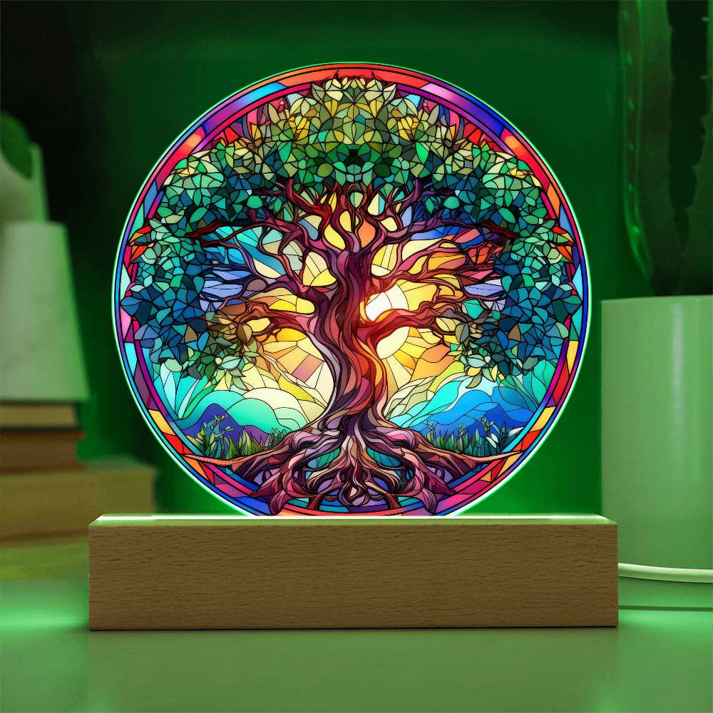 Tree of Life Stained Glass Style Plaque