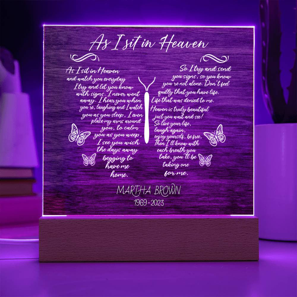 As I Sit In Heaven Woodlook Memorial Plaque