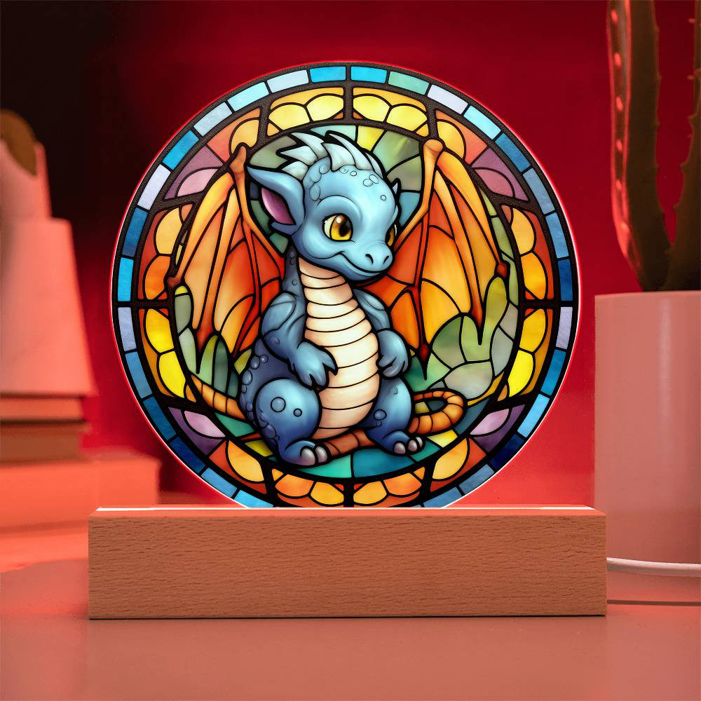 Baby Dragon Faux Stained Glass Night Light