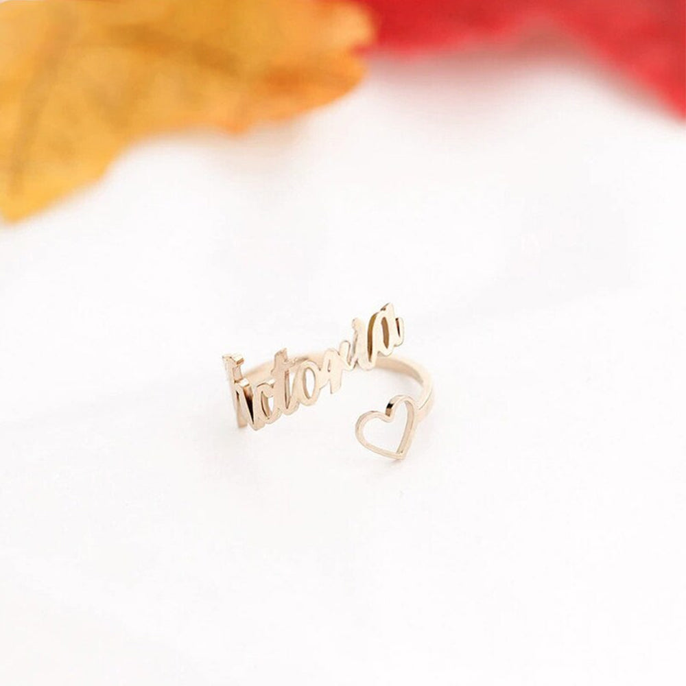 Custom Heart Name Ring