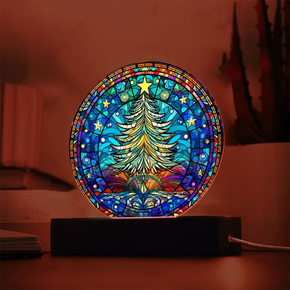 Christmas Tree Stained Glass Style Plaque