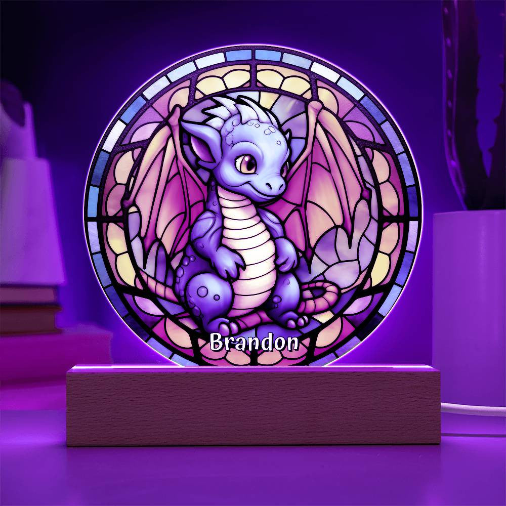 Baby Dragon Faux Stained Glass Night Light