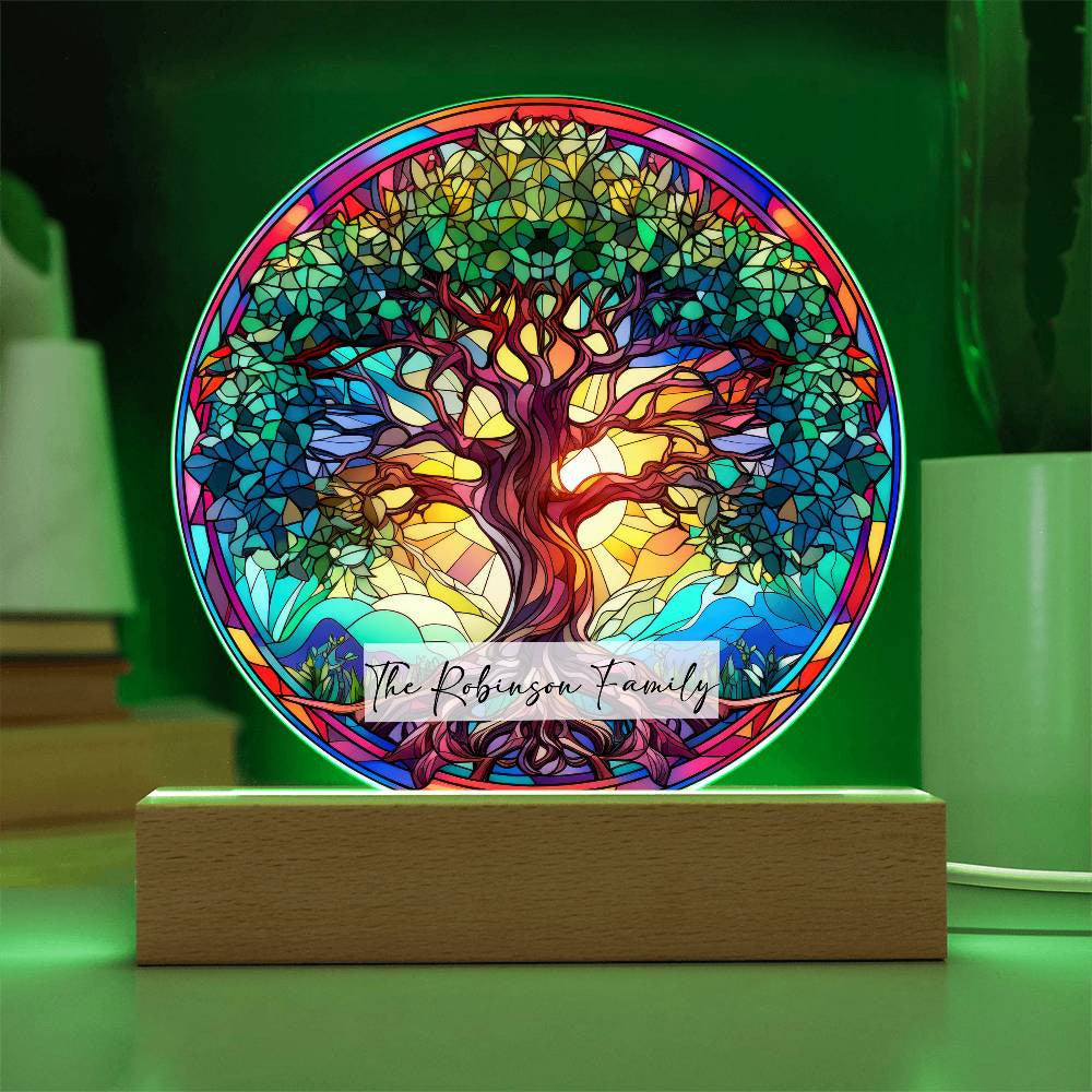 Tree of Life Stained Glass Style Plaque