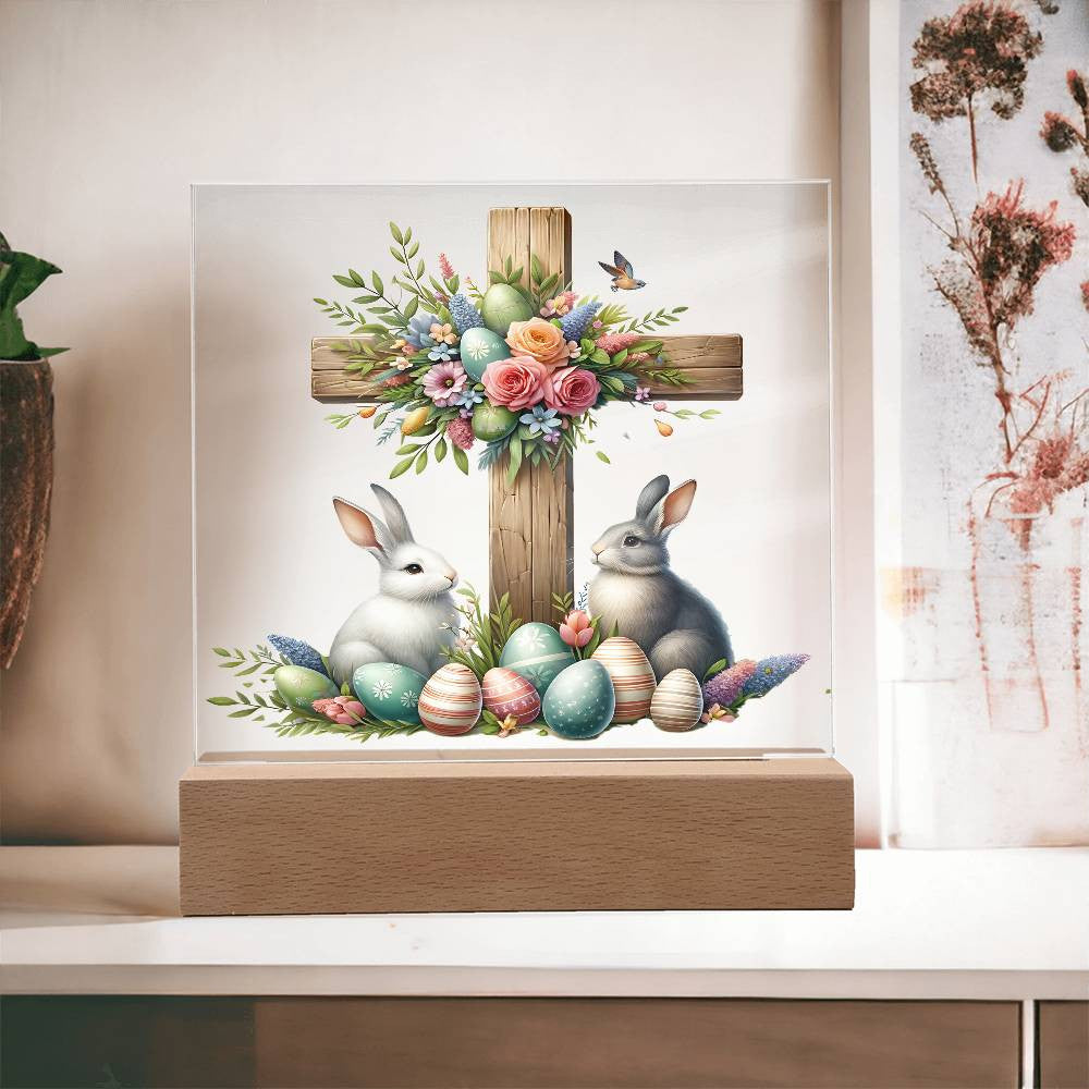 Easter Wooden Cross Plaque