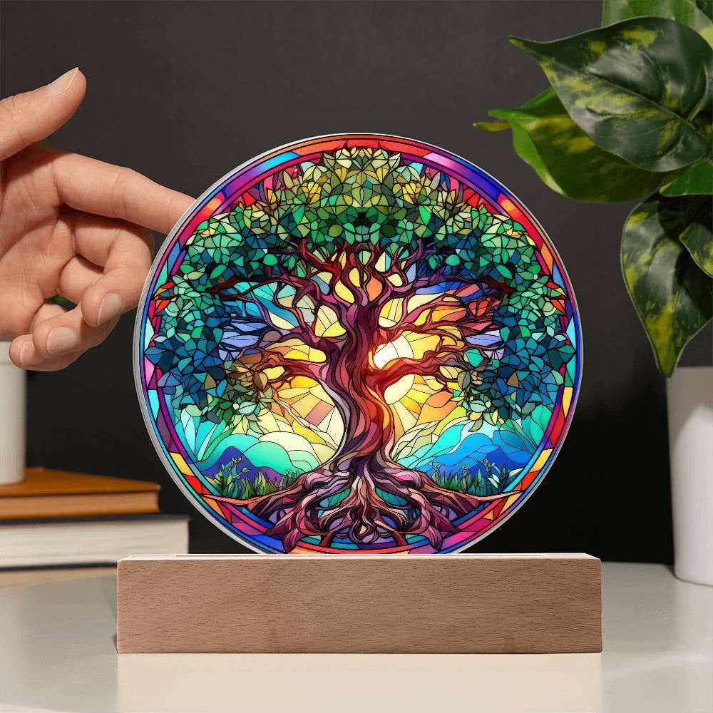Tree of Life Stained Glass Style Plaque