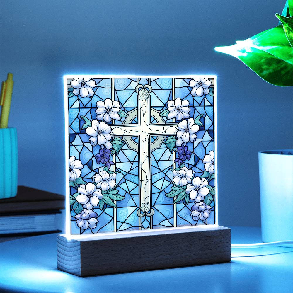 Stained Glass Cross Plaque