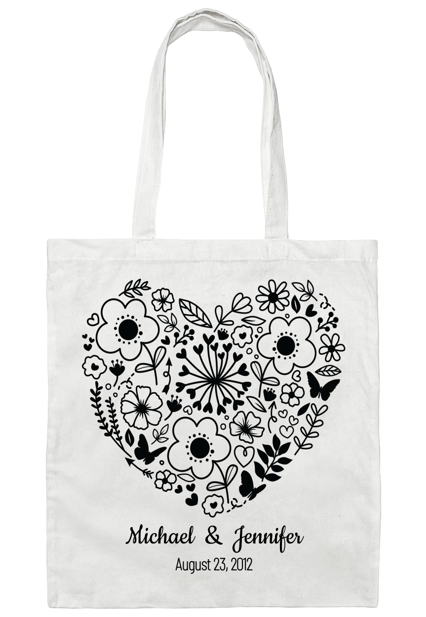 Personalized Canvas Tote Bag - Pink, White and Beige
