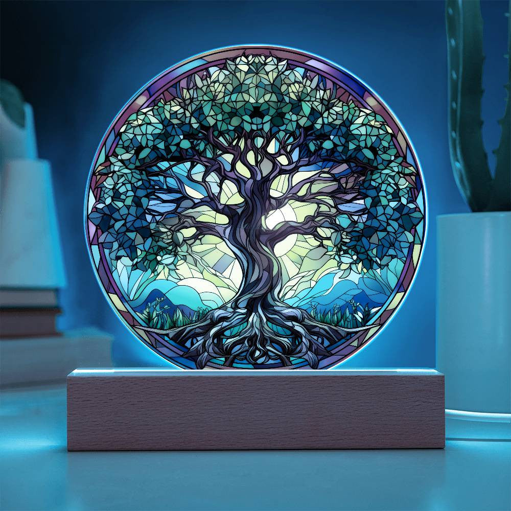 Tree of Life Stained Glass Style Plaque